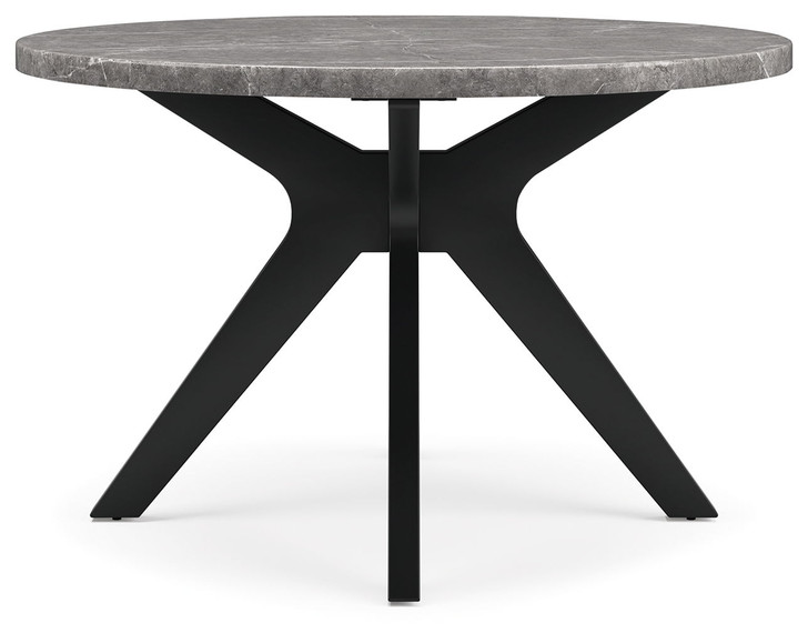Glinari - Round Dining Room Table - Taupe / Black