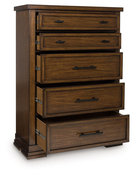 Taffenbrook - Five Drawer Chest - Medium Brown