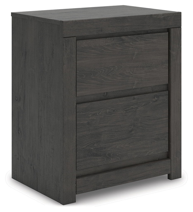 Fraluna - Two Drawer Night Stand - Charcoal