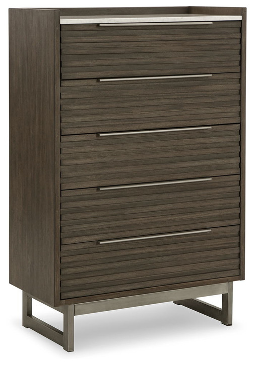 Arkenton - Five Drawer Chest - Grayish Brown / White