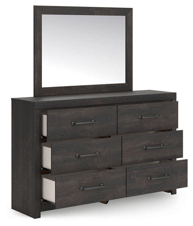 Hollivern - Dresser And Mirror - Dark Gray