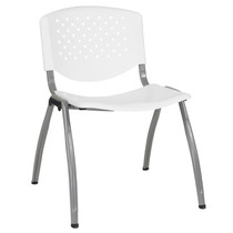 Advantage 880 lb. Capacity White Plastic Stack Chair with Titanium Frame [RUT-F01A-WH-GG]
