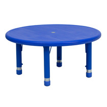Advantage 33'' Round Blue Plastic Height Adjustable Activity Table [YU-YCX-007-2-ROUND-TBL-BLUE-GG]