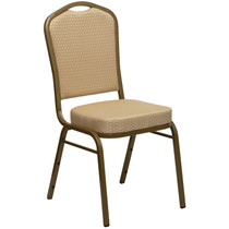 Advantage Crown Back Stacking Banquet Chair in Beige Patterned Fabric - Gold Frame [FD-C01-ALLGOLD-H20124E-GG]