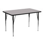 Advantage 30''W x 48''L Rectangular Grey Thermal Laminate Activity Table - Standard Height Adjustable Legs [XU-A3048-REC-GY-T-A-GG]