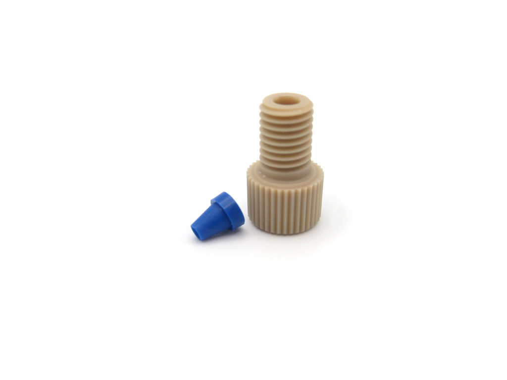 PEEK Fingertight 1/4-28 port with ETFE ferrule for 1/16" Tube