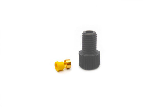 PEEK Fingertight 1/4-28 flat-bottom Fitting with ETFE ferrule for  1/8" Tube, Pack 4
