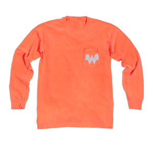 Comfort Colors® Retro Long Sleeve Pocket Tee  (Bright Salmon)
