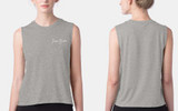 PURE BARRE GO TO CROPPED CURSIVE MUSCLE TANK