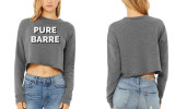 PURE BARRE SHADOW CROP PULLOVER -  DEEP HEATHER/WHITE