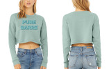 PURE BARRE SHADOW CROP PULLOVER - DUSTY BLUE / TEAL