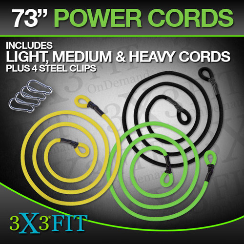 3X3FIT 73” Power Cords includes Light, Medium, Heavy & 4 Steel Clips