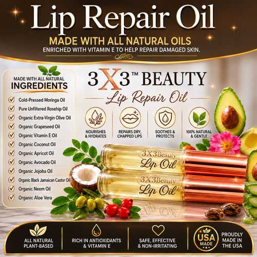3X3Beauty Nutrient Rich Lip Repair Oil – Vitamin E Infusion