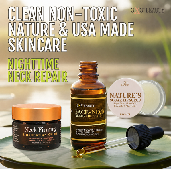 Nighttime Neck Repair Beauty Bundle Neck Crème, Face & Neck Serum, Lip Scrub