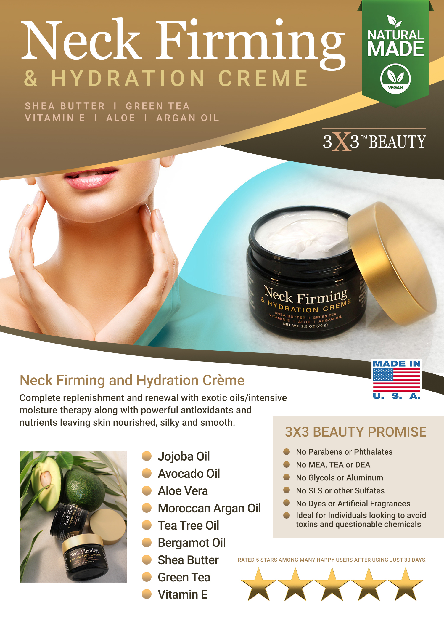 Petite Pluie Face & Neck Vegan Cream with Stainless Steel Neck