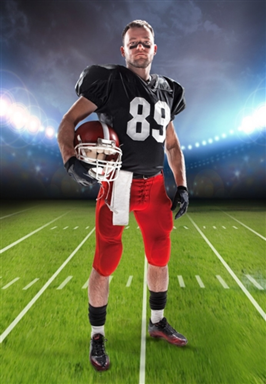 American football player posing with ball on white background | American football  players, American football, Football players