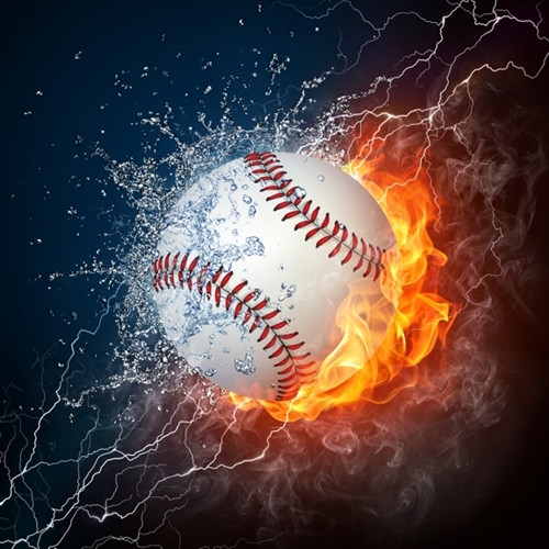 Baseball on Fire Sports Backdrop