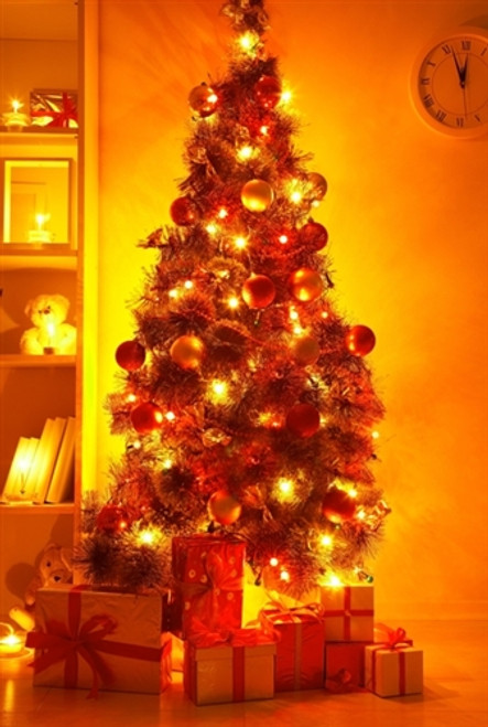 Gold Christmas Tree Holiday Backdrop