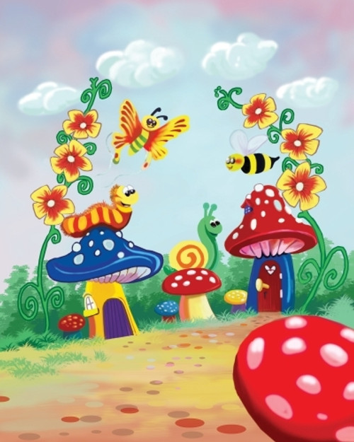 Mushroom Houses Flowers Children's Backdrop