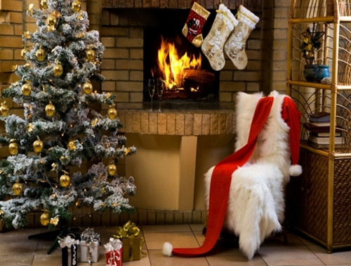 Christmas Holiday Fireplace Backdrop 1