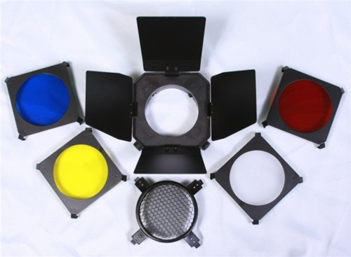 Barndoor Kit With Grid and Gels FOR SMALLER StrobeS