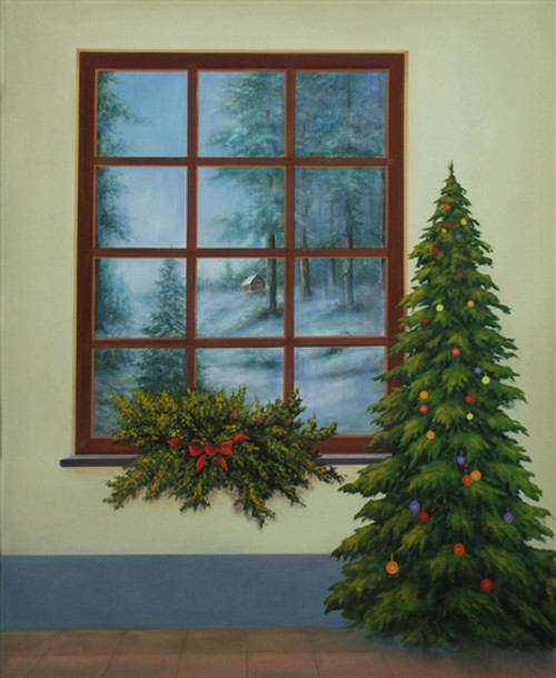 Window with Tree Christmas Special 10x20 Hand Painted Scenic