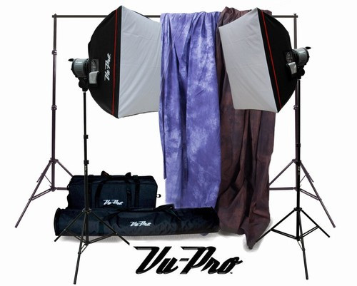 Vu-Pro Complete Pro Package #1 Photo Lighting, Backdrops, Backdrop Stand, Digital Backdrops Kit