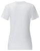A white ladies' short sleeve tee shirt displayed from the back. It features a fitted design and includes a logo.