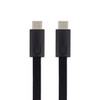 A black charging cable with USB-C connectors on both ends. The cable features a textured, woven design.