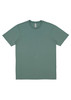 A men's short sleeve tee in a muted green colour, featuring a simple design and a logo.