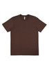 A brown men's short sleeve t-shirt with a label and no visible logos.