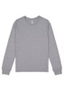 A grey long sleeve tee for women, features a round neck and has a logo on the label.