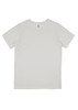 A plain white short-sleeve T-shirt featuring a tag and a simple design. It has no visible logos.