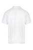 A white polo shirt with a modern cut and a logo on the back. Suitable for casual or semi-formal occasions.
