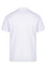 A white polo shirt with a classic collar and short sleeves, featuring a logo. Styled for casual wear.