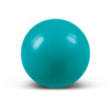 A vibrant teal stress ball with a smooth surface, featuring a glossy finish.