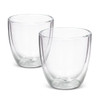 A double wall glass set in clear glass, featuring two glasses with a rounded design.