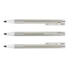 A set of three Lamy Logo pencils in brushed steel, featuring a sleek design and silver accents.