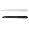 Two Moleskine Go Pens displayed in white and black, featuring a clip and a branding logo.