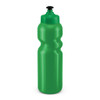 A drink bottle in a vibrant green color with a twist-top cap and an ergonomic grip design.