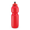 A drink bottle in bright red color with a wide body and a secure flip-top cap.