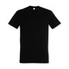 A plain black adult t-shirt with short sleeves. The shirt features a logo.