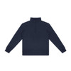 A navy blue unisex quarter zip jumper with long sleeves and a high collar. It features a logo.