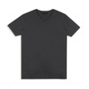 A dark grey men's T-shirt with a V-neck design and short sleeves, featuring a logo.