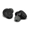 Two Skullcandy Mod TWS earbuds in black with green silicone tips, featuring a logo on one earbud.