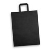 A flat handle paper bag in black, featuring an extra-large design and a simple, unembellished appearance.