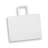 A large flat handle paper bag in white, featuring a simple design and a top handle.