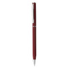 A red plastic pen with a silver clip and accents, featuring a sleek, modern design.