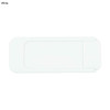 A white security webcam cover with a sleek, minimal design, featuring a branding logo.