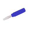 A purple stress screwdriver with a silver tip. It features a simple, playful design and includes a logo.